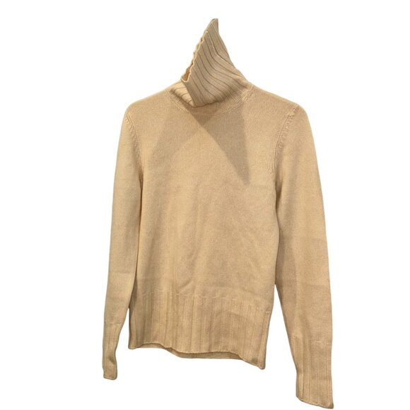 Brunello Cuccinelli Italy ivory cream 100% Cashmere turtleneck sweater XL - Picture 1 of 5